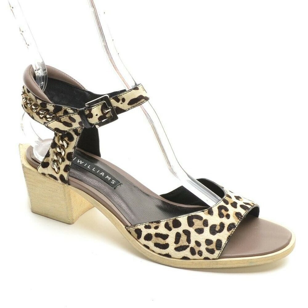 H Williams Pony Hair Cheetah Slingback Sandals 39
